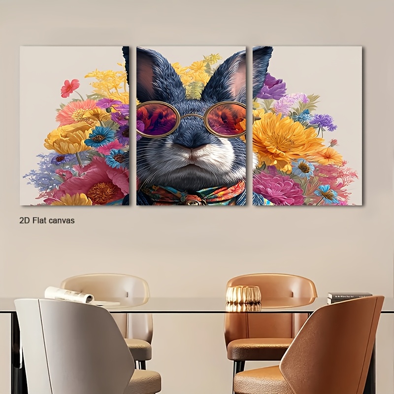 Canvas Wrap Ready - Çerçevesiz Kanvas 3 Parça Pembe Güller